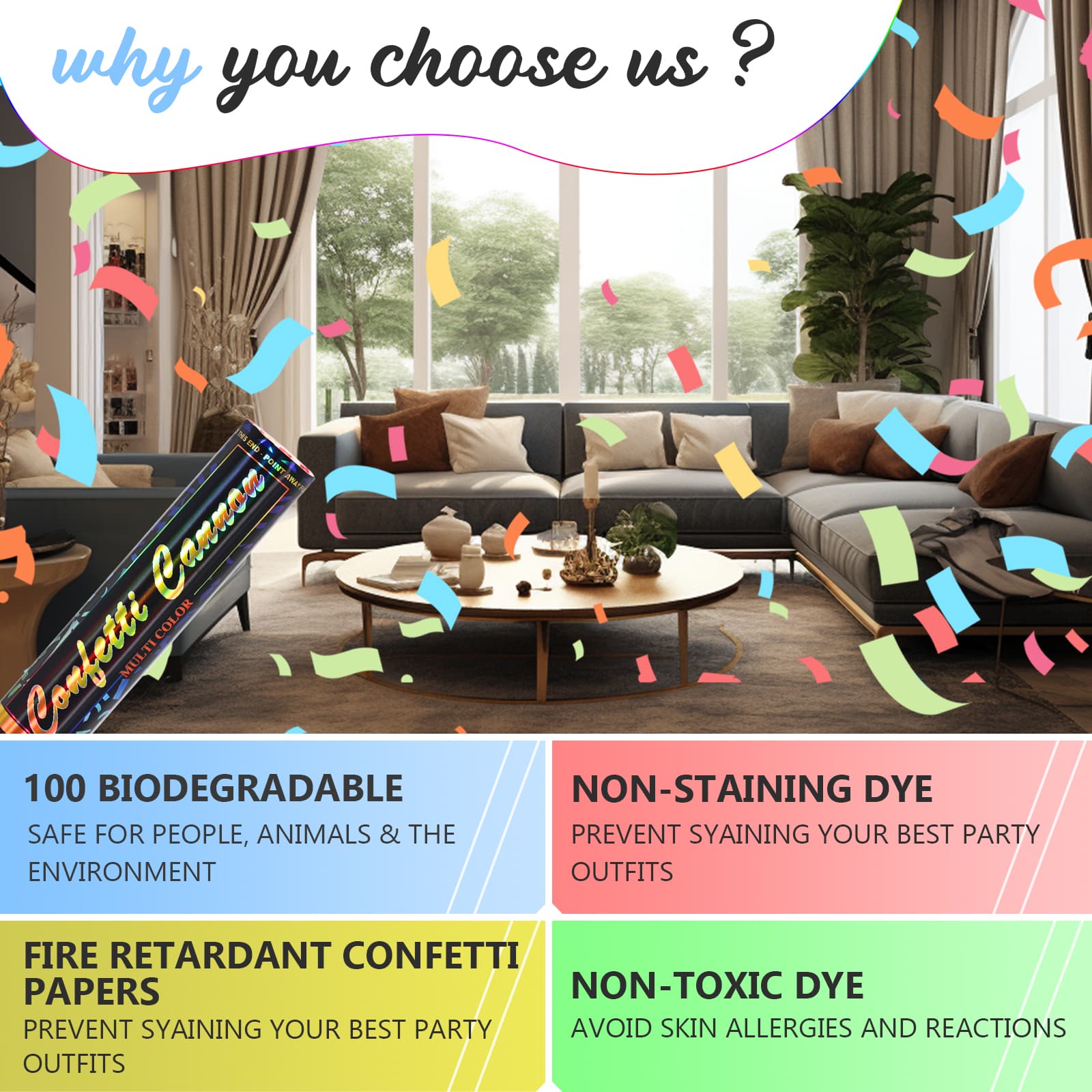 Confetti Cannon 6Pack Multicolor (12")