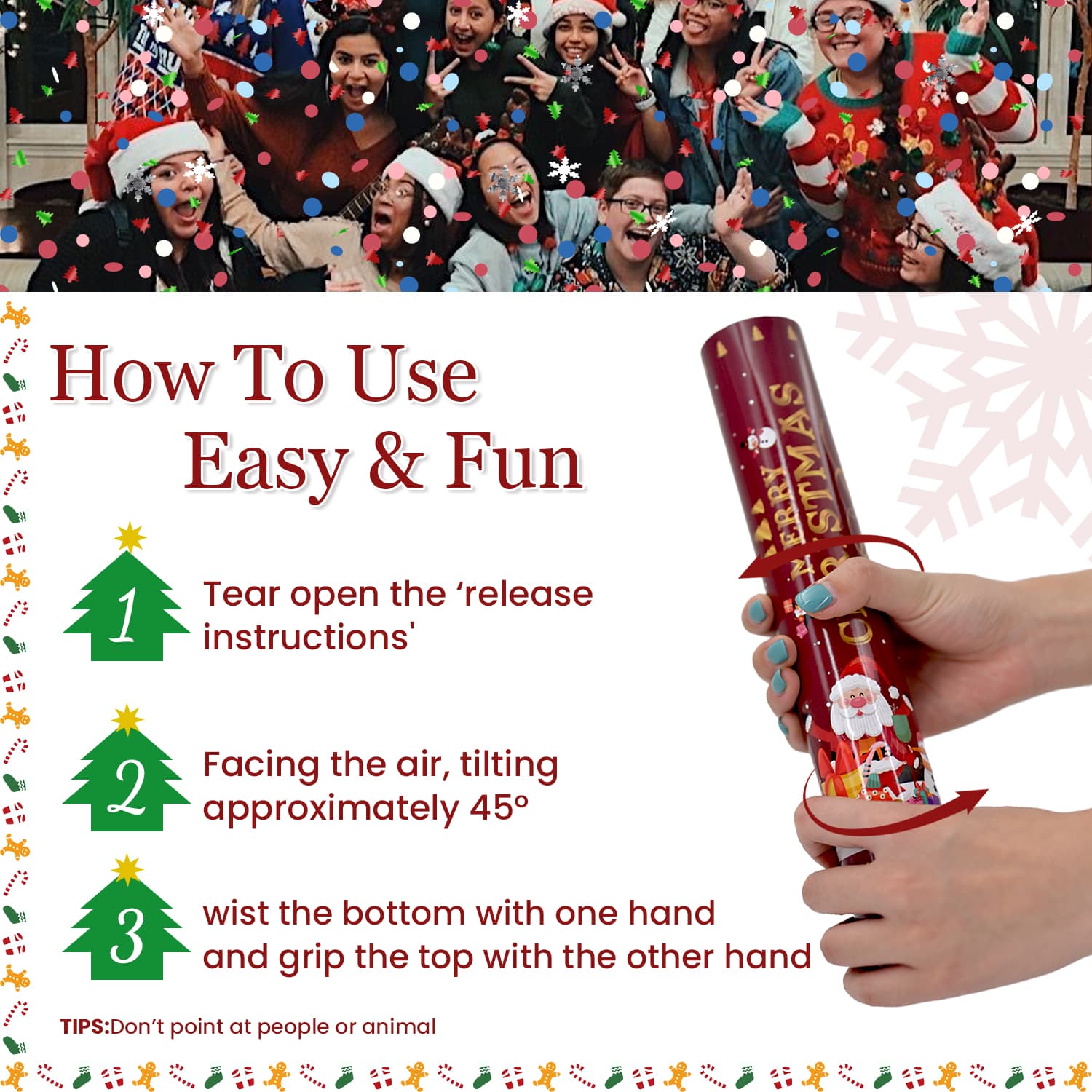 Christmas Multicolor Party Poppers 2Pack (12")
