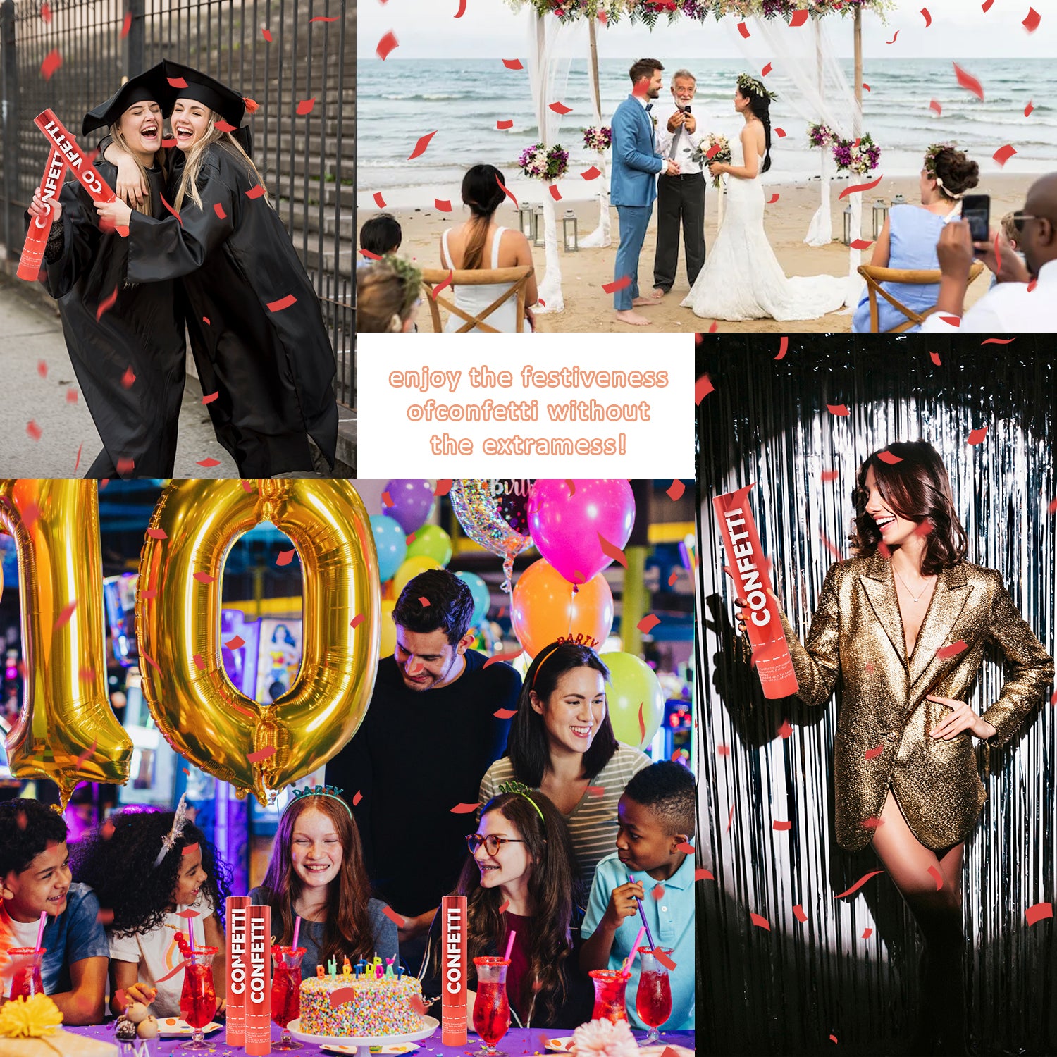 12 Pack Red Biodegradable Confetti Cannon (12")