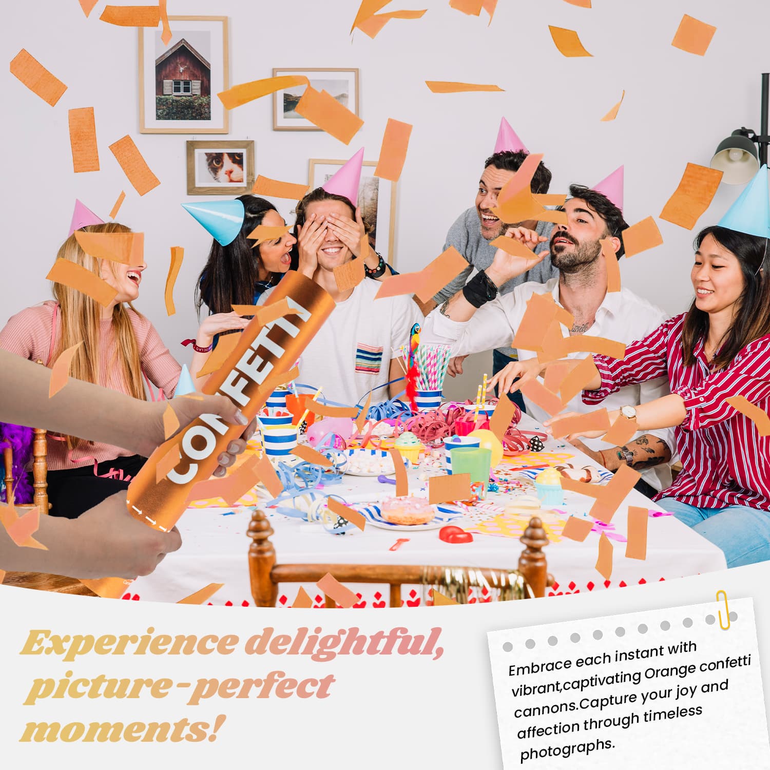 12Pack Orange Biodegradable Confetti cannon (12")