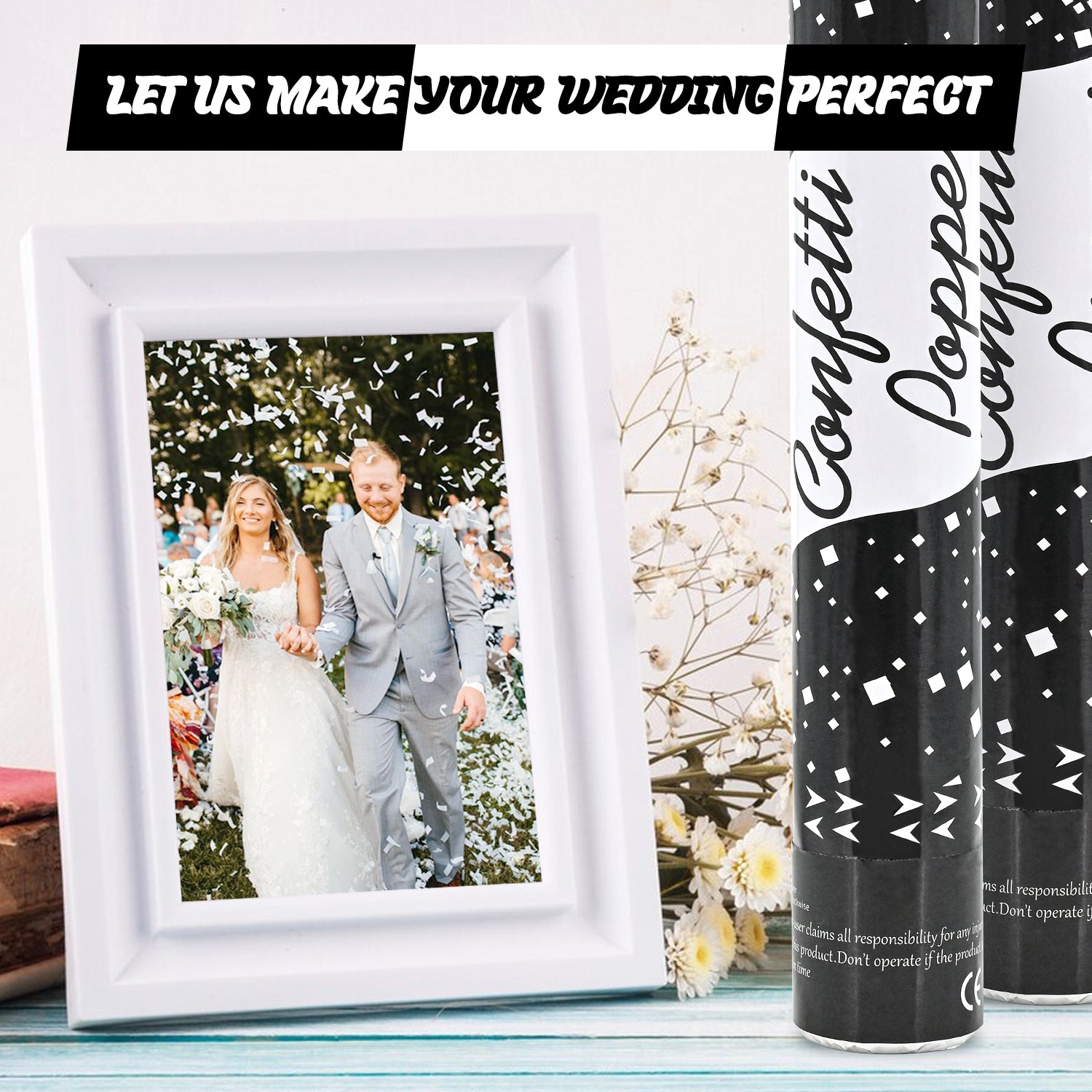 White Confetti Poppers 12 Pack (12")