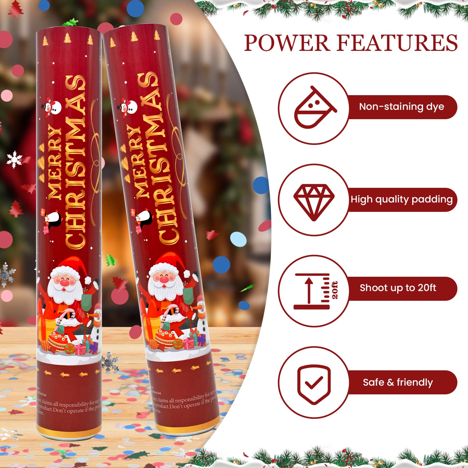 Christmas Multicolor Party Poppers 2Pack (12")