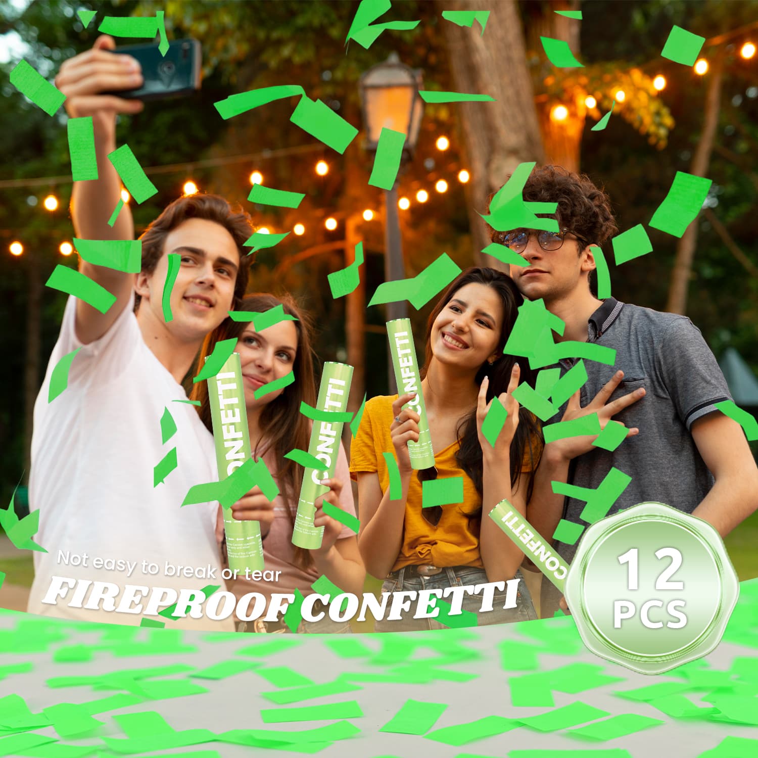 Green Biodegradable  12Pack Confetti Poppers (12")