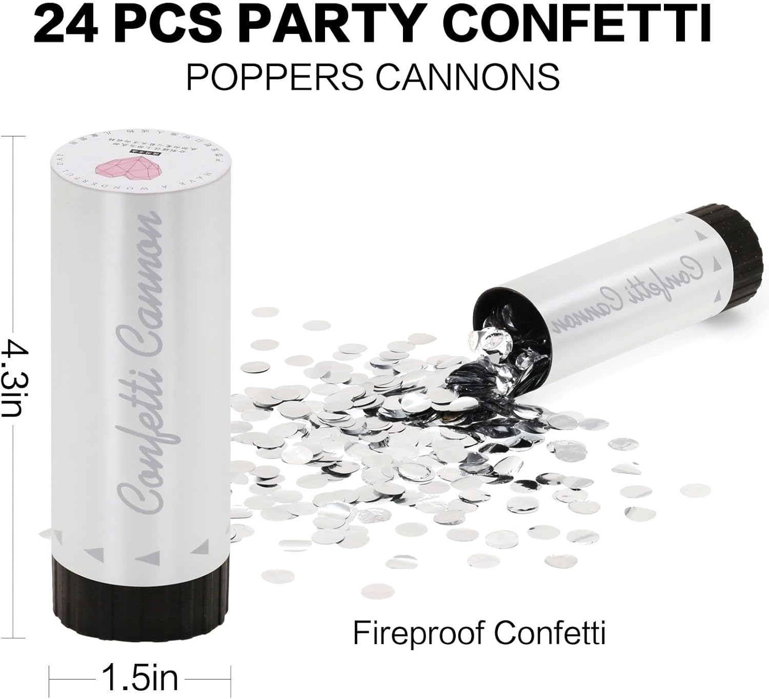 Confetti Cannon 24 Pack Small gold Confetti Poppers ideal for Weddings, Birthdays