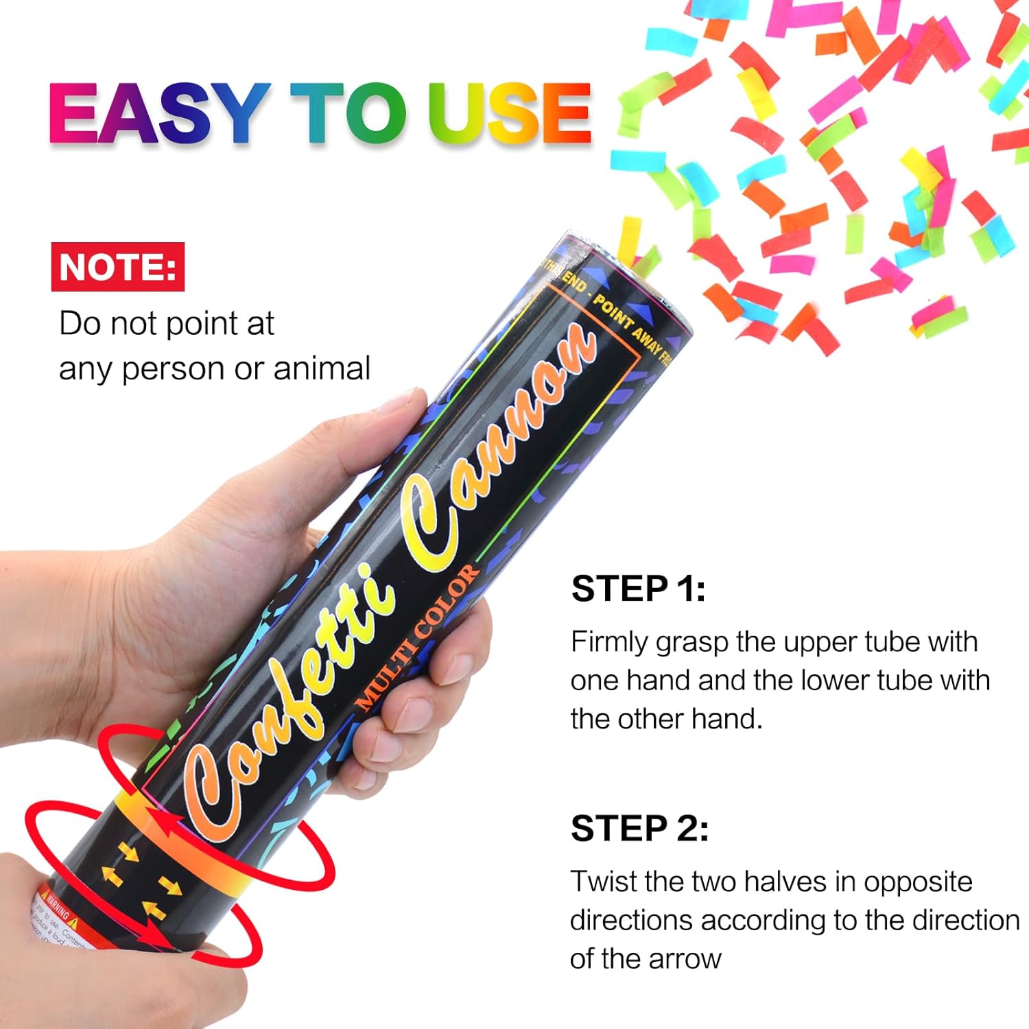 Confetti Cannon 6Pack Biodegradable Confetti Poppers Multicolor Party Shooters 12inch