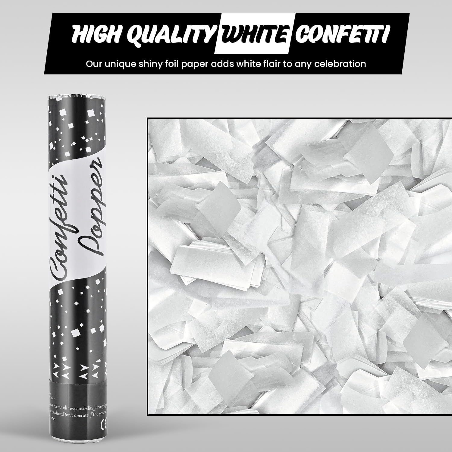 Confetti Cannon White Confetti Poppers Cannons 12 Pack  Confetti Shooters