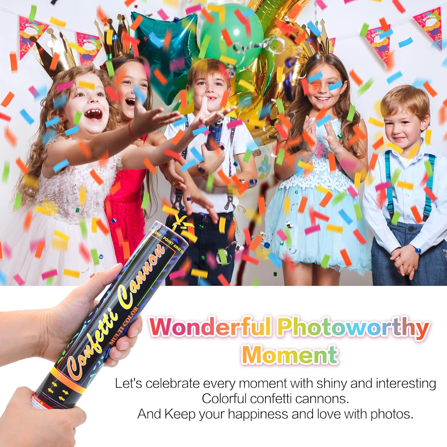 Confetti Cannon 6Pack Biodegradable Confetti Poppers Multicolor Party Shooters 12inch