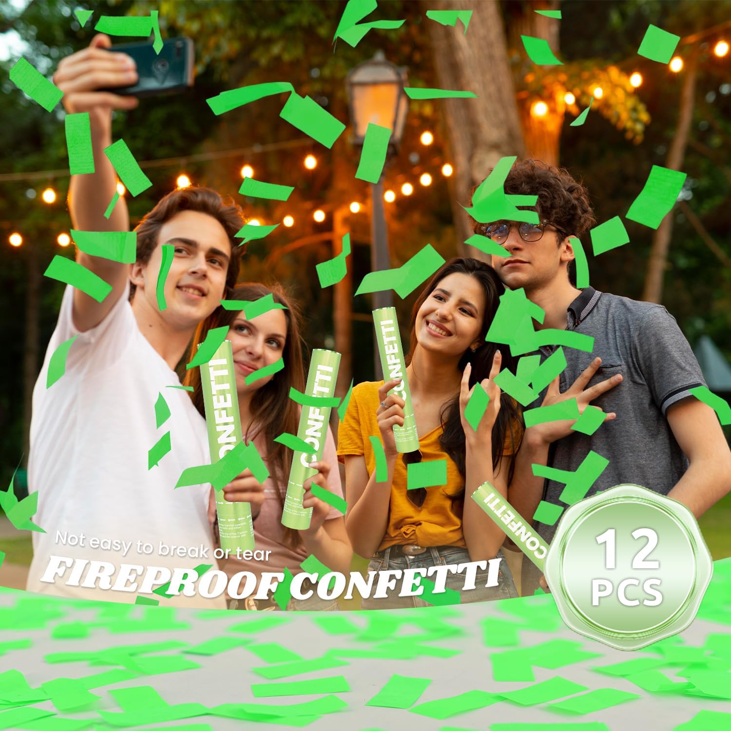 Confetti Cannon Green Biodegradable Confetti Poppers 12Pack Party Poppers