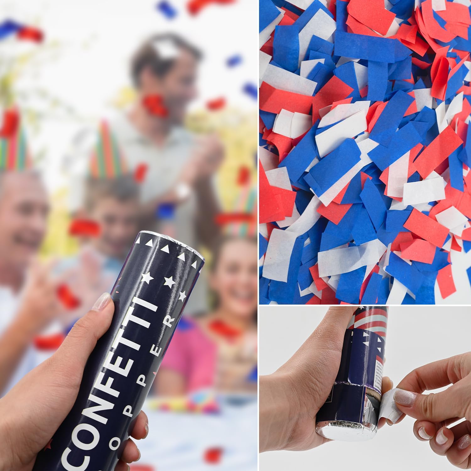 Confetti Cannon 12 Pack Multicolor Biodegradable Confetti Popper 12 Inch