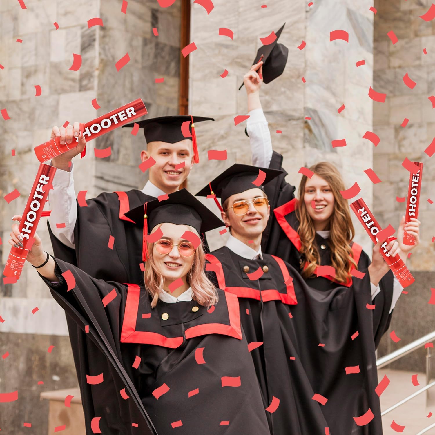 12 Pack Red Biodegradable Confetti Cannon-Confetti Poppers for Wedding