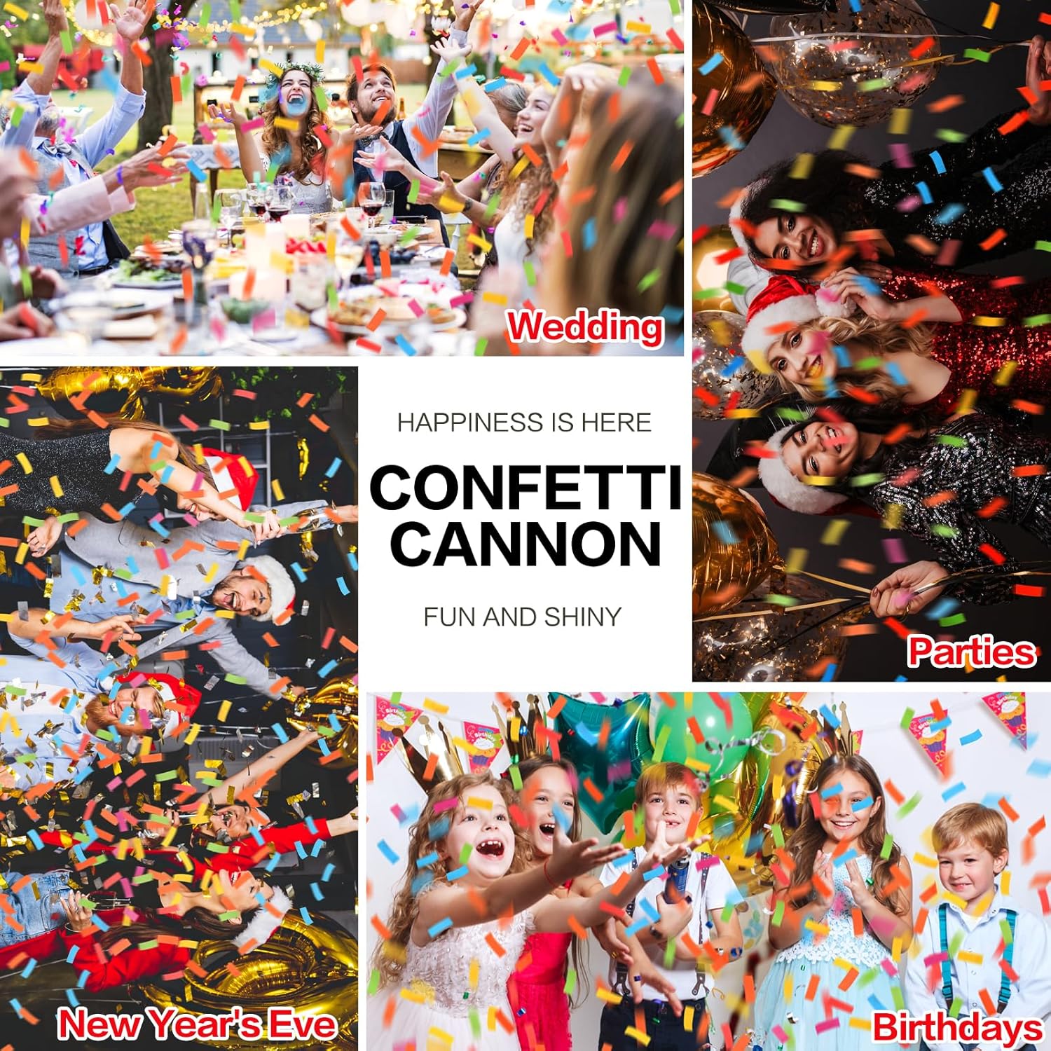 Confetti Cannon 6Pack Biodegradable Confetti Poppers Multicolor Party Shooters 12inch