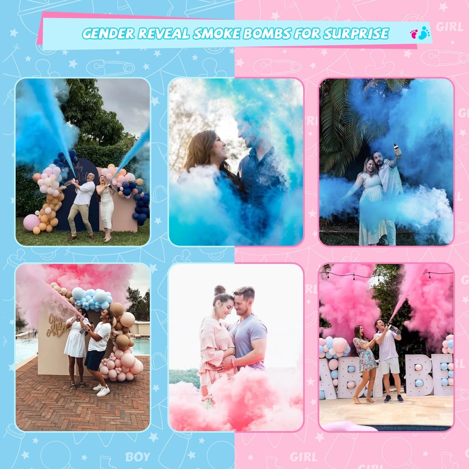 Gender Reveal Fire Extinguisher with Pink and Blue Smoke Powder, 100% Biodegradable