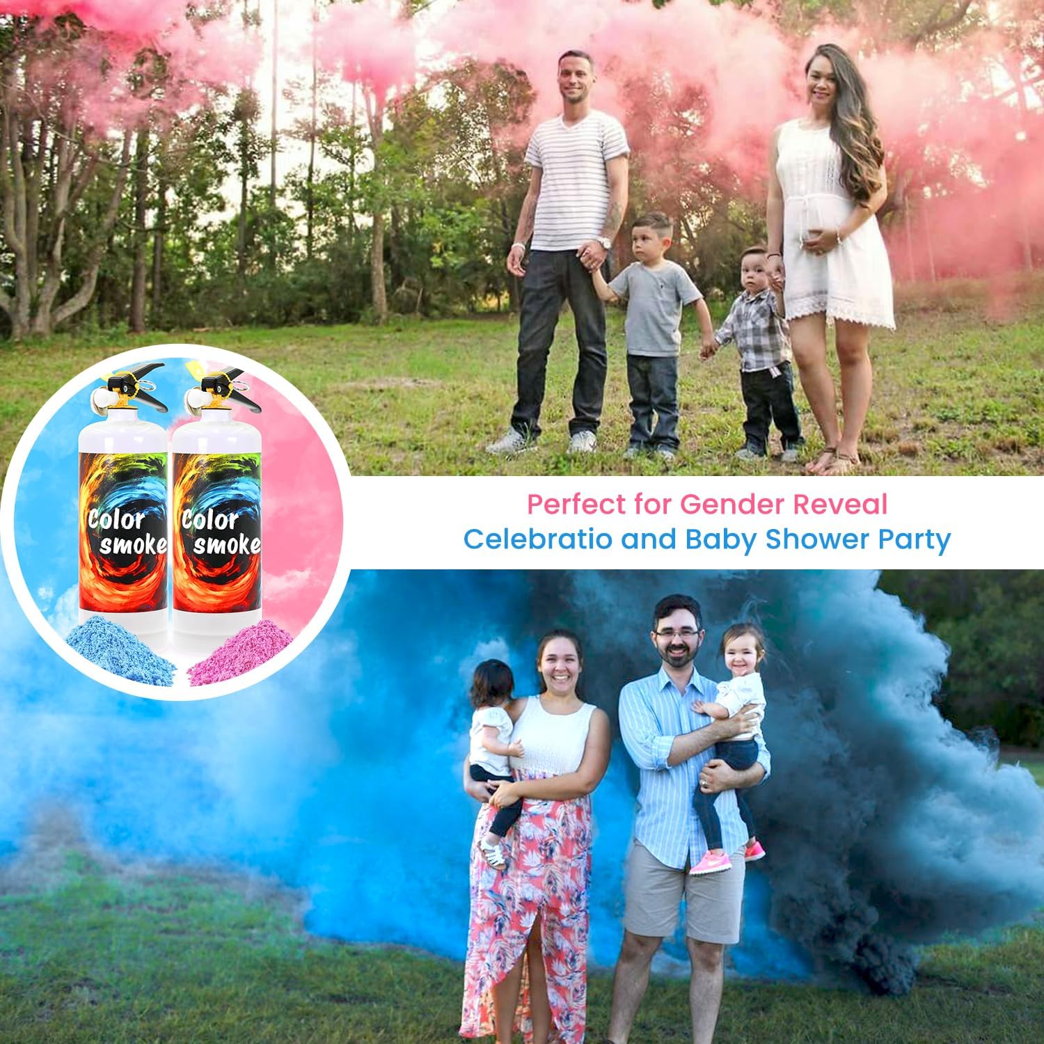 Gender Reveal Fire Extinguisher Large Gender Reveal Smoke 2 Pack Pink Powder