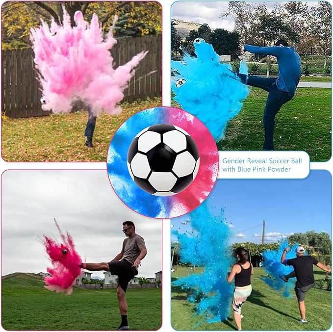 Gender Reveal Soccer Ball Powder Kit 1blue&1pink Crazy Gender Reveal Ideas Exploding Soccer Balls Kit