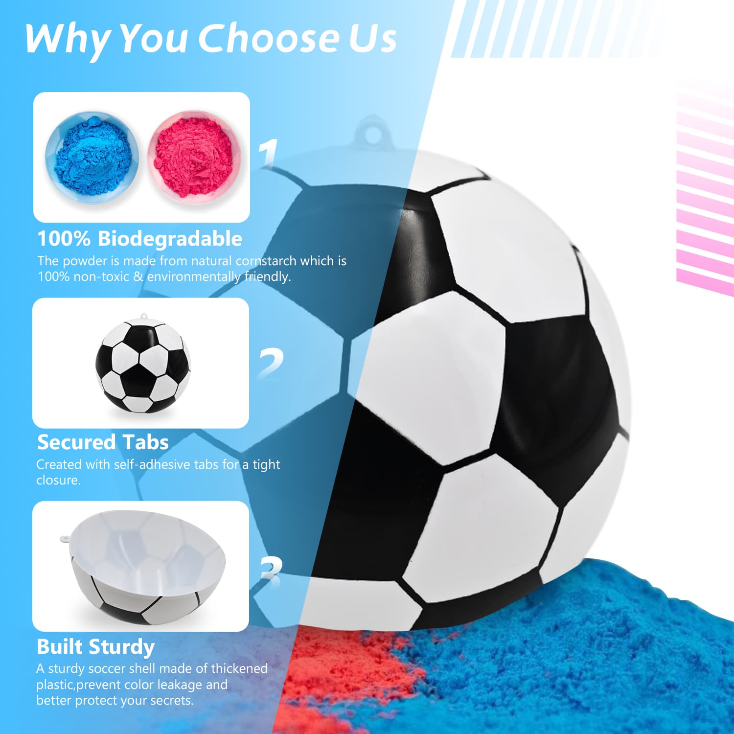 Gender Reveal Soccer Ball Powder Kit (2 Pack)