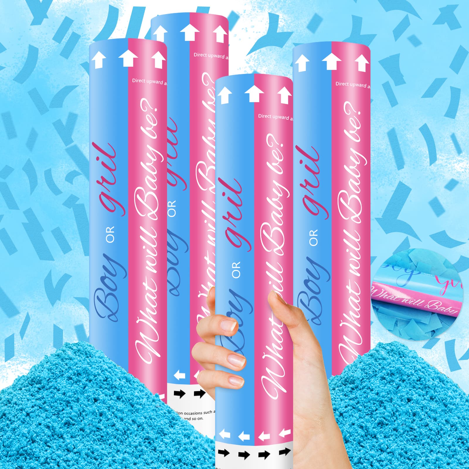 Gender Reveal  Confetti Powder Cannon Set 4 (12")