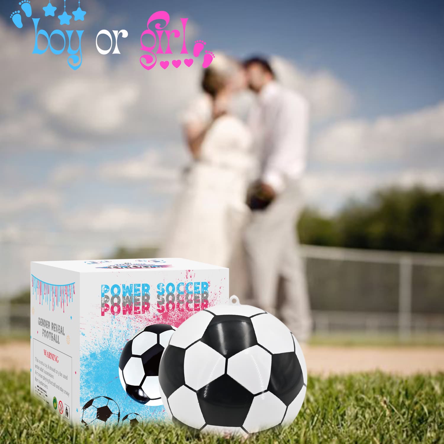 Gender Reveal Soccer Ball Powder Kit (2 Pack)