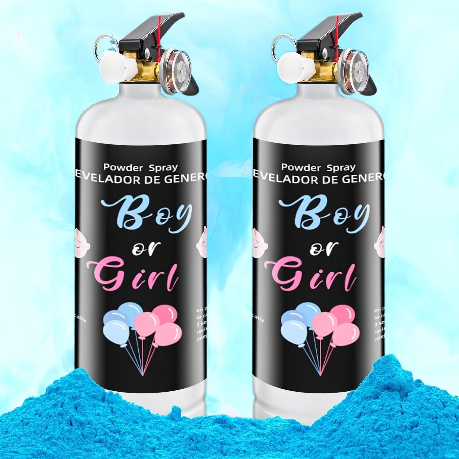 Gender Reveal Fire Extinguisher Smoke Powder  Party Ideas 1 Pink 1Blue Large Smoke Powder