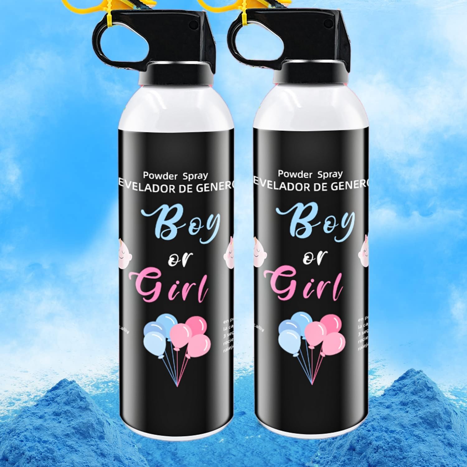 Gender Reveal Fire Extinguisher with Pink and Blue Smoke Powder, 100% Biodegradable