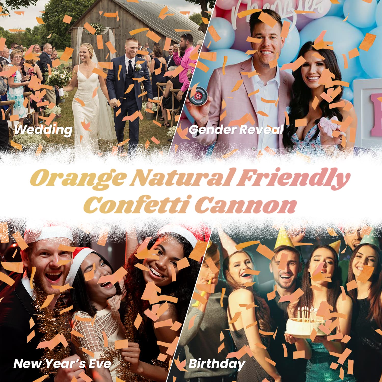 12Pack Orange Biodegradable Confetti cannon (12")