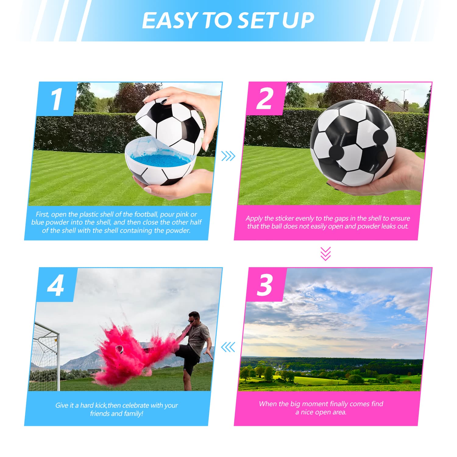 Gender Reveal Soccer Ball Powder Kit (2 Pack)