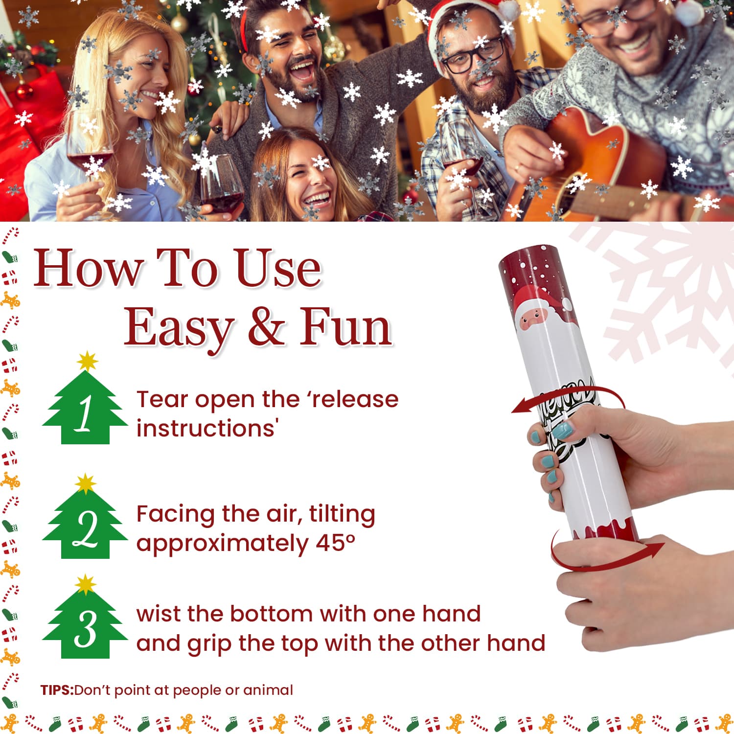 Christmas Snowflakes Confetti Cannon 2 Pack  (12")
