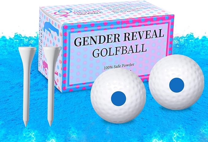 Gender Reveal Golf Balls Exploding Golf Ball-2Pink&2Wooden Tees per Pack-Girl or Boy