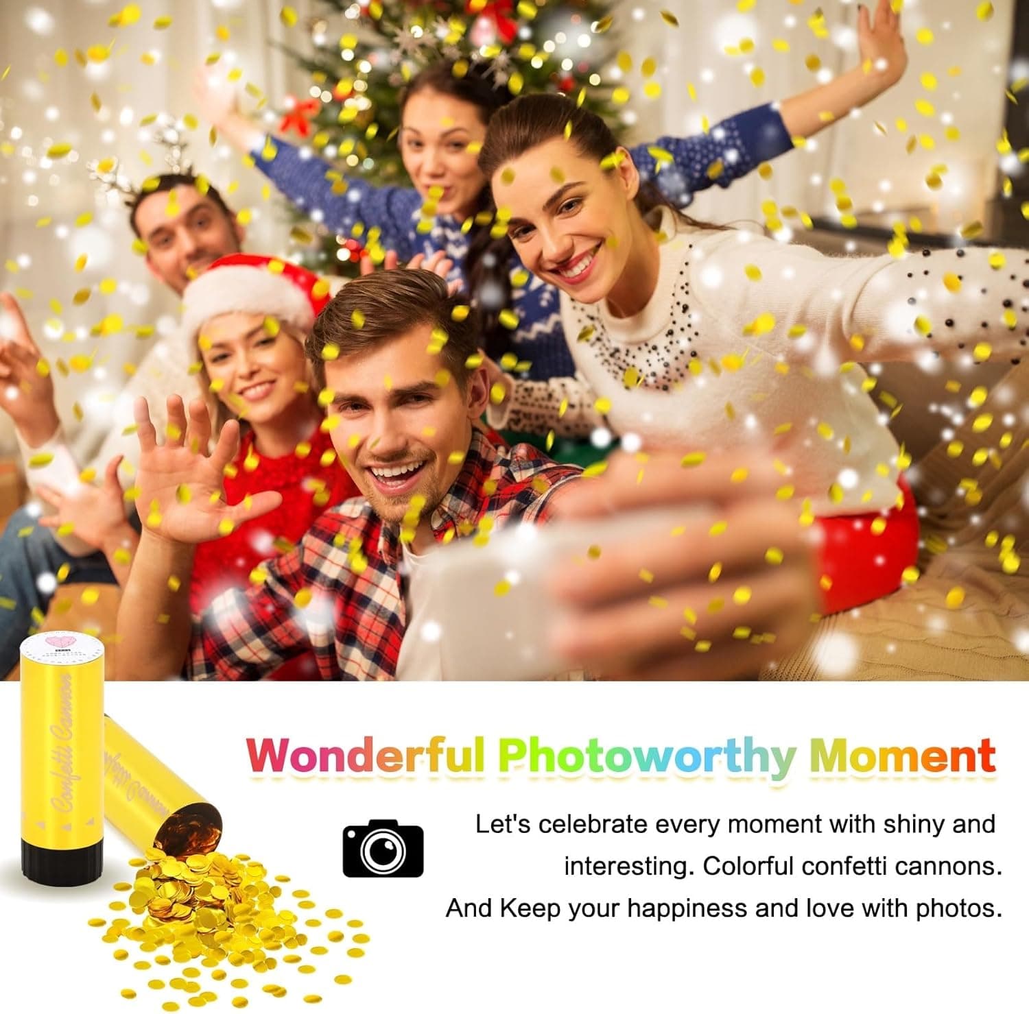 8 Pack Small gold Confetti Poppers (4.3")