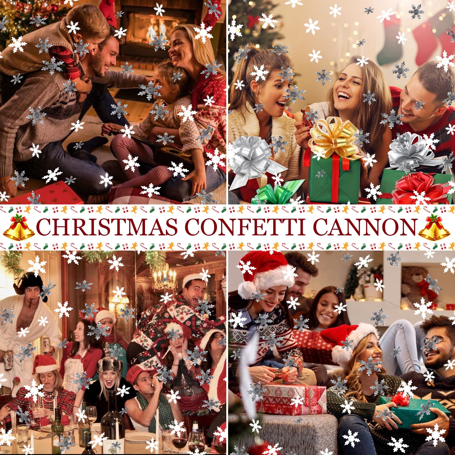 Christmas Snowflakes Confetti Cannon 2 Pack  (12")