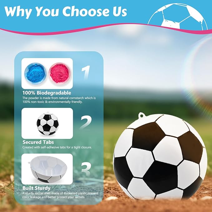 Gender Reveal Soccer Ball Powder Kit 1blue&1pink Crazy Gender Reveal Ideas Exploding Soccer Balls Kit