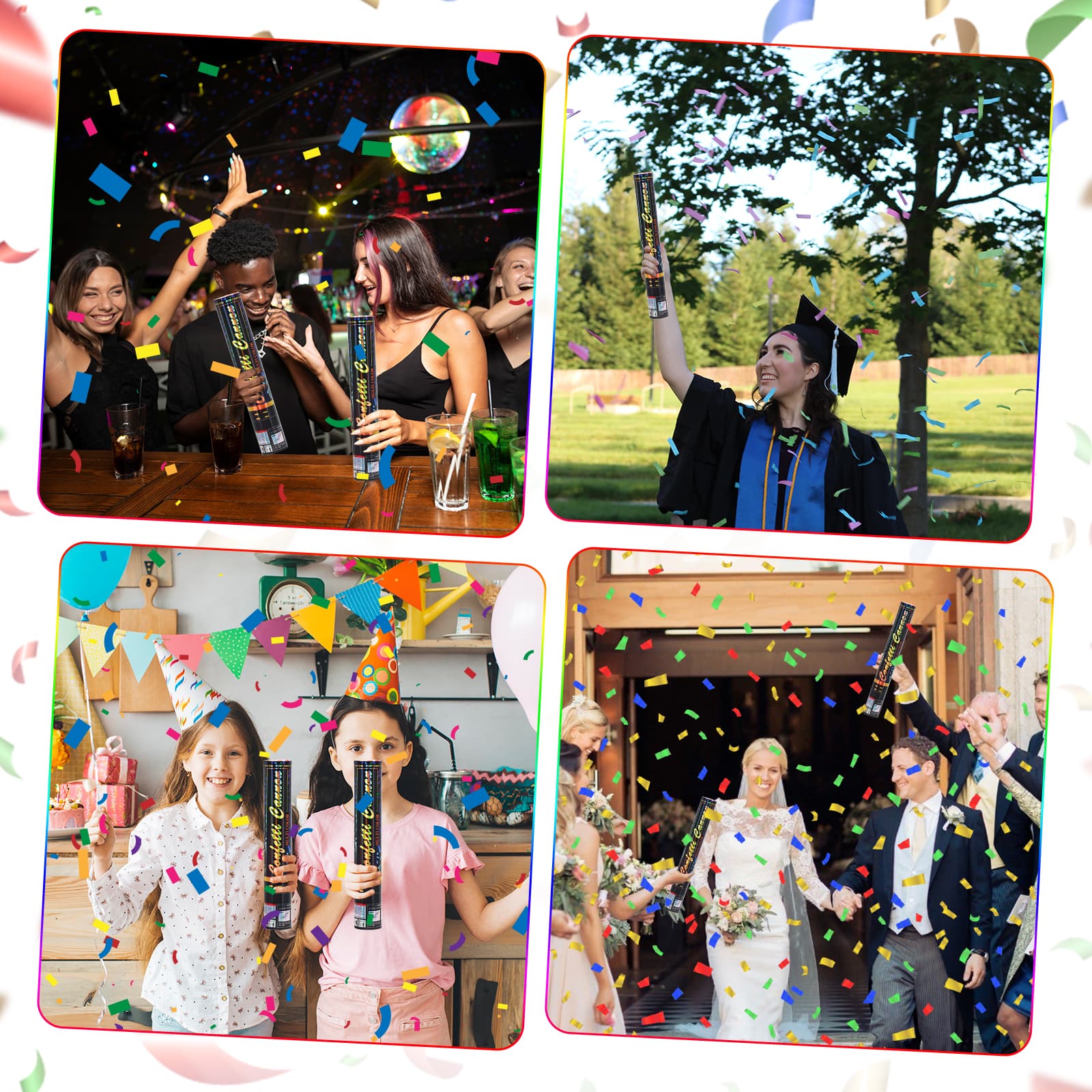 Confetti Cannon 6Pack Multicolor (12")