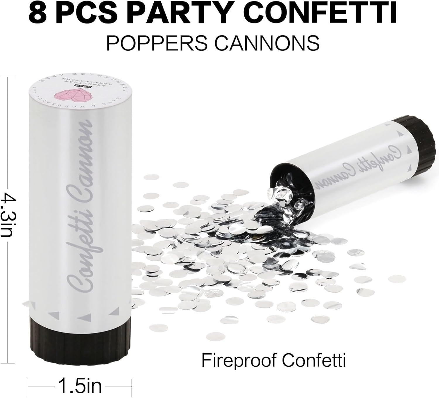 Confetti Cannon 8 Pack Small gold Confetti Poppers ideal for Weddings, Birthdays